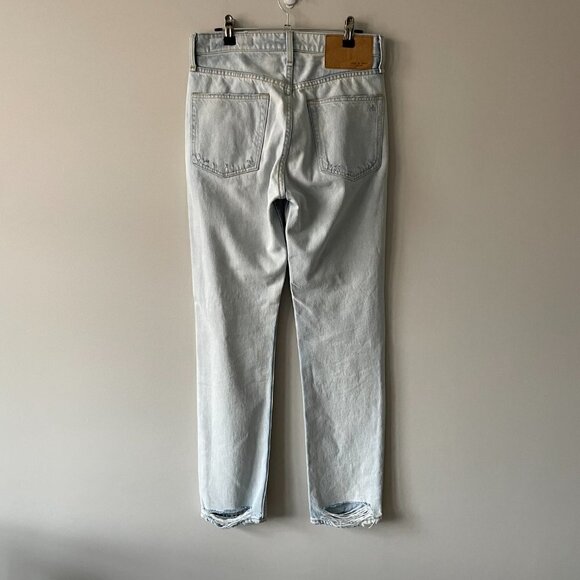 Rag & Bone Maya High Rise Slim Denim Jeans Light Wash Raven With Holed Blue 27 - Picture 3 of 11